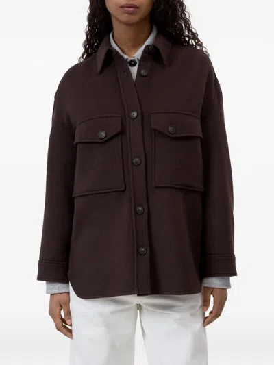 Closed Wool Blend Overshirt In Brown