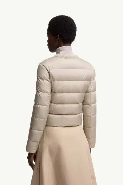 Moncler Quilted Down Down Jacket In Beige