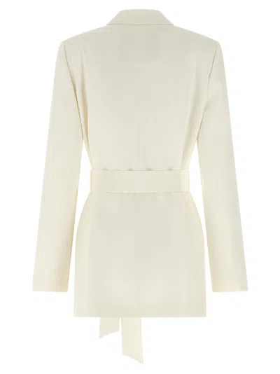 Kiton Double-breasted Silk Blazer In Cream