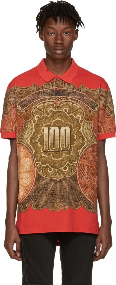 Givenchy Columbian Baroque Dollar Piqué Polo In Red