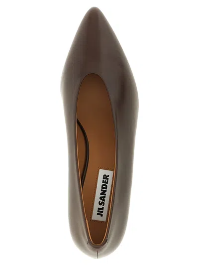 Jil Sander Calfskin Mid-heel Pump In Brown