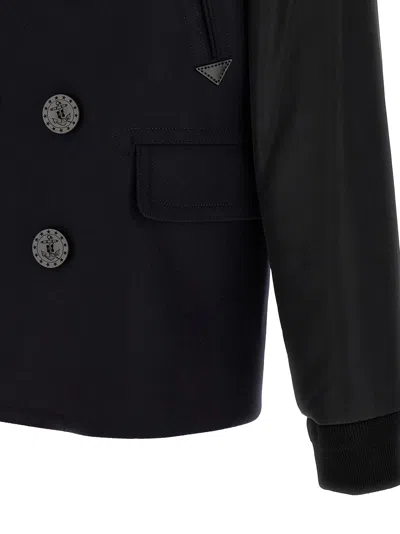 Dsquared2 Wool-blend Hybrid Peacoat In Navy