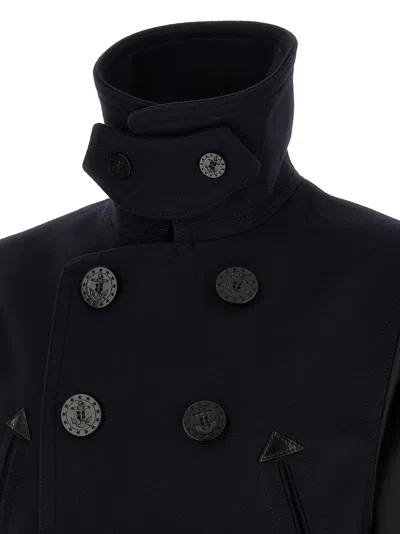 Dsquared2 Wool-blend Hybrid Peacoat In Navy