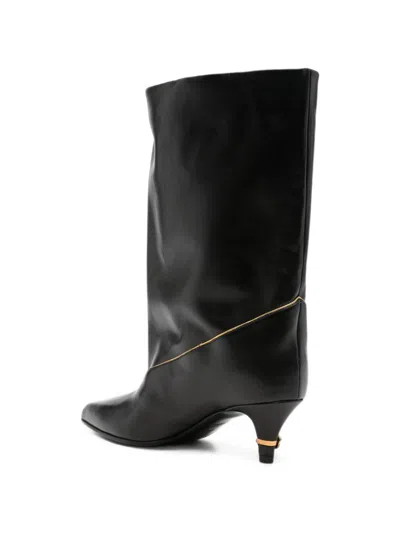 Versace Leather Heel Boot In Black