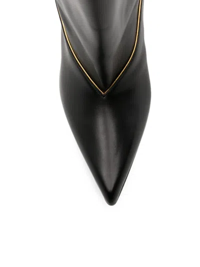 Versace Leather Heel Boot In Black