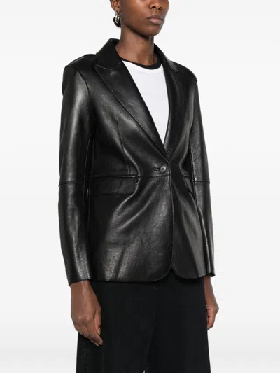 P.a.r.o.s.h Parosh Lamb Leather Blazer In Black