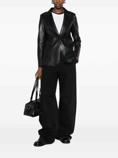 P.a.r.o.s.h Parosh Lamb Leather Blazer In Black