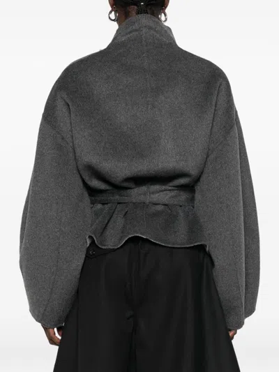 032c Shawl Collar Wool Coat In Grey