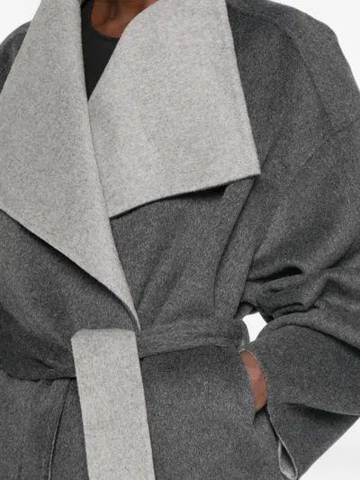 032c Shawl Collar Wool Coat In Grey