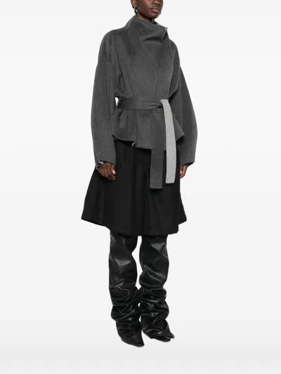 032c Shawl Collar Wool Coat In Grey