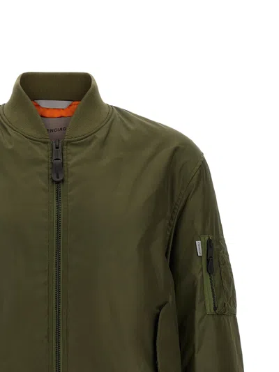Balenciaga Technical Nylon Bomber Jacket In Olive