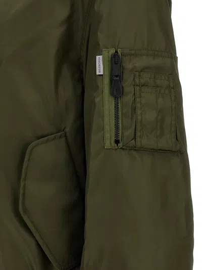 Balenciaga Technical Nylon Bomber Jacket In Olive