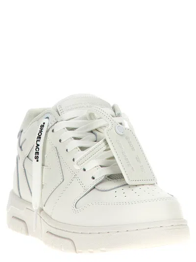 Off-white Monochromatic Leather Sneakers With Textured Sole In White