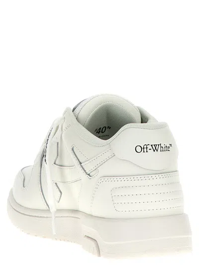 Off-white Monochromatic Leather Sneakers With Textured Sole In White