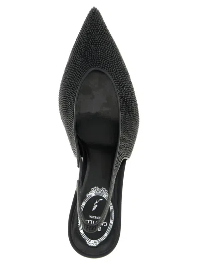 René Caovilla Textured Slingback Pump Pointed Toe In Black