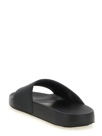 Givenchy Black Sandals With Wide Band And Contrasting Logo Patch In Rubber Man In Black