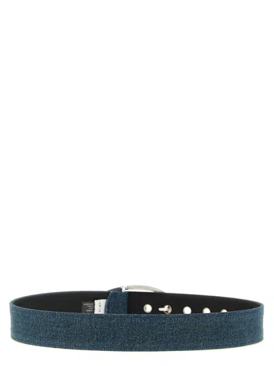Diesel Denim-covered Leather Belt In Blue