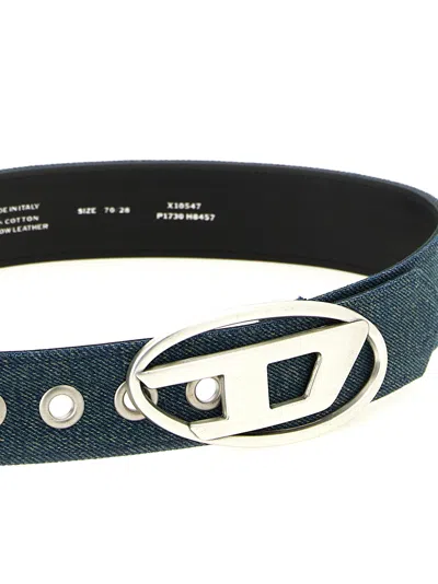 Diesel Denim-covered Leather Belt In Blue