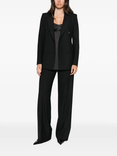 Tagliatore Double-breasted Wool Blend Blazer In Black