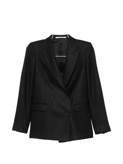 Tagliatore Double-breasted Wool Blend Blazer In Black