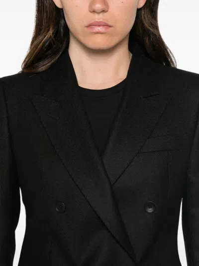 Tagliatore Double-breasted Wool Blend Blazer In Black