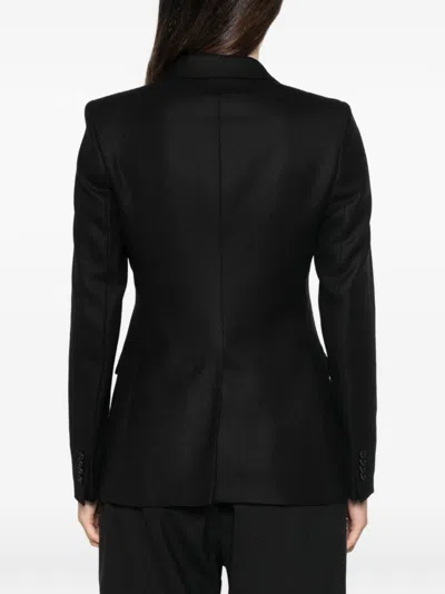 Tagliatore Double-breasted Wool Blend Blazer In Black