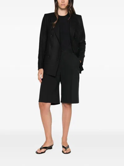Tagliatore Double-breasted Wool Blend Blazer In Black