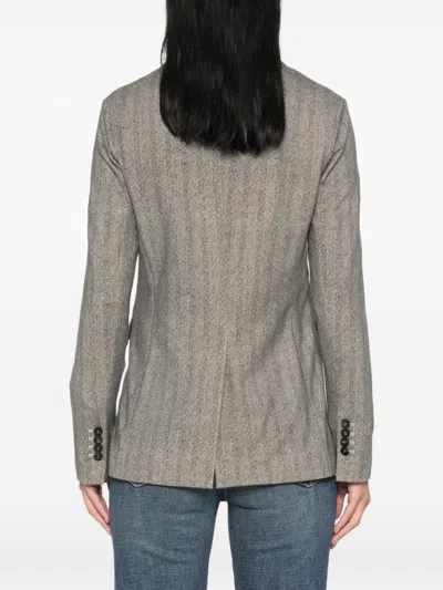 Circolo 1901 Herringbone-pattern Double-breasted Jacket In Gray