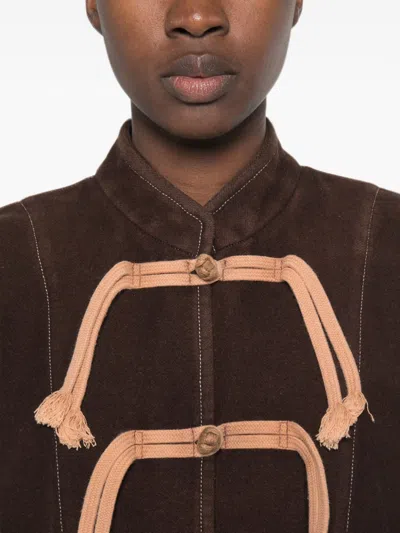Uma Wang Rope-trim Toggle Jacket In Brown