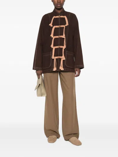 Uma Wang Rope-trim Toggle Jacket In Brown