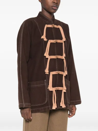 Uma Wang Rope-trim Toggle Jacket In Brown