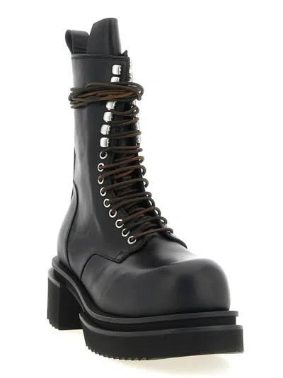 Rick Owens Bogun Combat Boot In Black