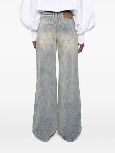 Balmain Quilted Cotton Jeans In Light Blue