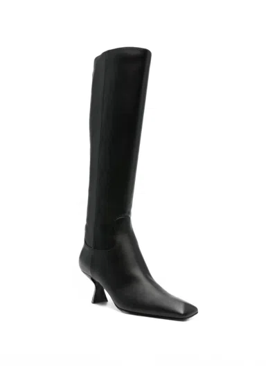 Sergio Rossi Square-toe Leather Boot In Black