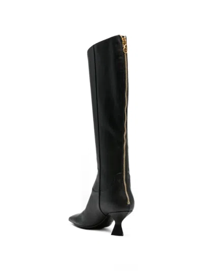Sergio Rossi Square-toe Leather Boot In Black