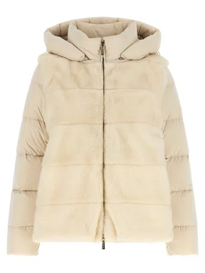 Moorer Wool-shearling 2-in-1 Down Jacket In Cream