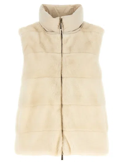 Moorer Wool-shearling 2-in-1 Down Jacket In Cream