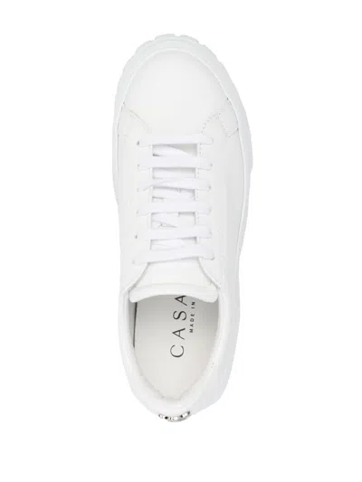 Casadei Leather Platform Sneaker In White