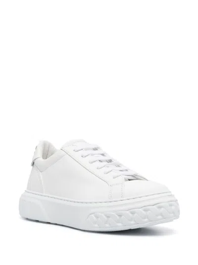 Casadei Leather Platform Sneaker In White