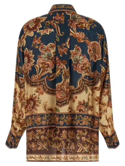 Zimmermann Jacobean Patterned Silk Shirt In Navy