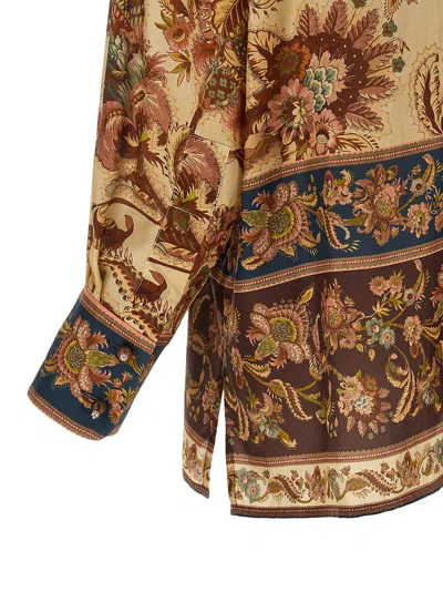 Zimmermann Jacobean Patterned Silk Shirt In Navy
