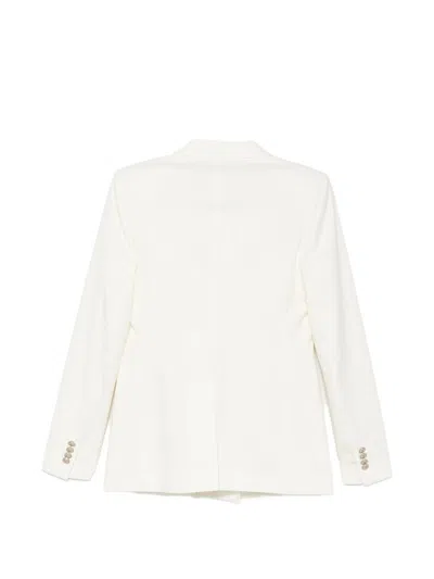 Tagliatore Double Breasted Jacket Structured Front Pockets In White