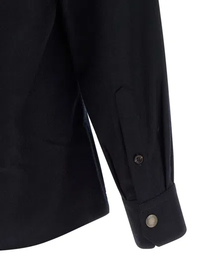 Brunello Cucinelli Virgin Wool Flannel Overshirt In Navy