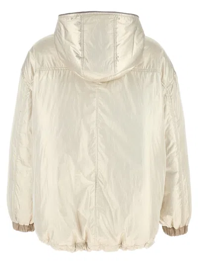 Brunello Cucinelli Reversible Laminated Down Jacket In Beige