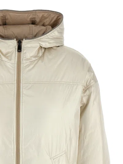 Brunello Cucinelli Reversible Laminated Down Jacket In Beige