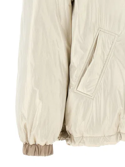 Brunello Cucinelli Reversible Laminated Down Jacket In Beige