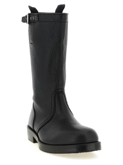 Dries Van Noten Hammered Leather Boot In Black