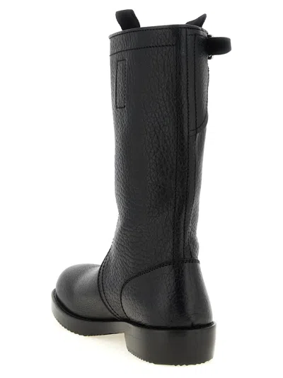 Dries Van Noten Hammered Leather Boot In Black