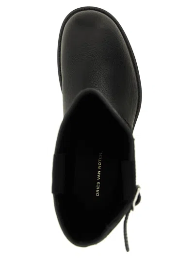 Dries Van Noten Hammered Leather Boot In Black