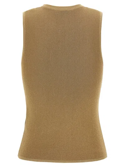 Max Mara Studio Metallic-ribbed Technical Tank Top In Gold
